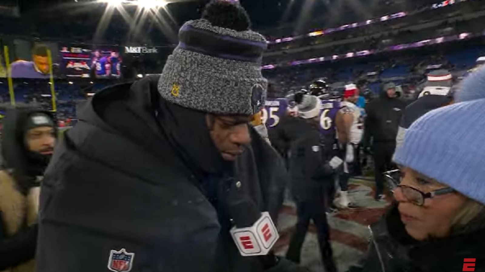 Ravens fanbase braves extremely cold weather to cheer on Lamar Jackson and the team…..
