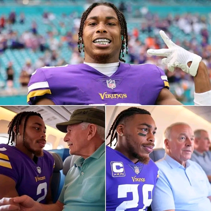 Breaking News: Justin Jefferson Gave Up His First-Class Seat to a Veteran as a Tribute – What He Did Next Surprised Even the Man on the Flight was…..