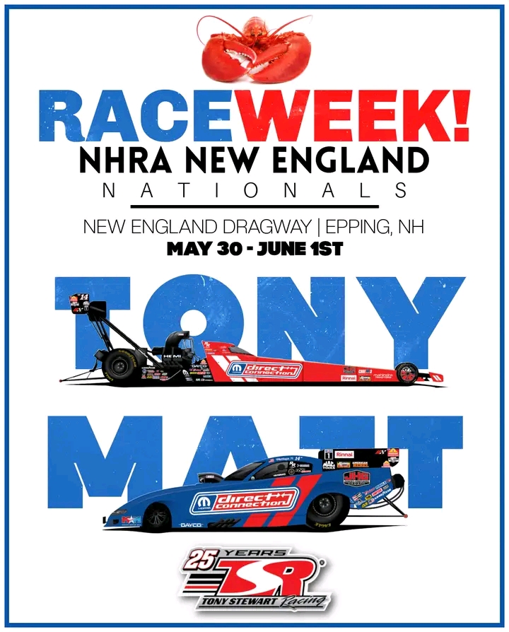 LEGIT NEWS: The seventh event of the NHRA season, the #NewEnglandNats! Tony Stewart and Matt Hagan are back in their #Dodge Direct Connection machines. Stewart is your Top Fuel points leader & Hagan is third in the…..