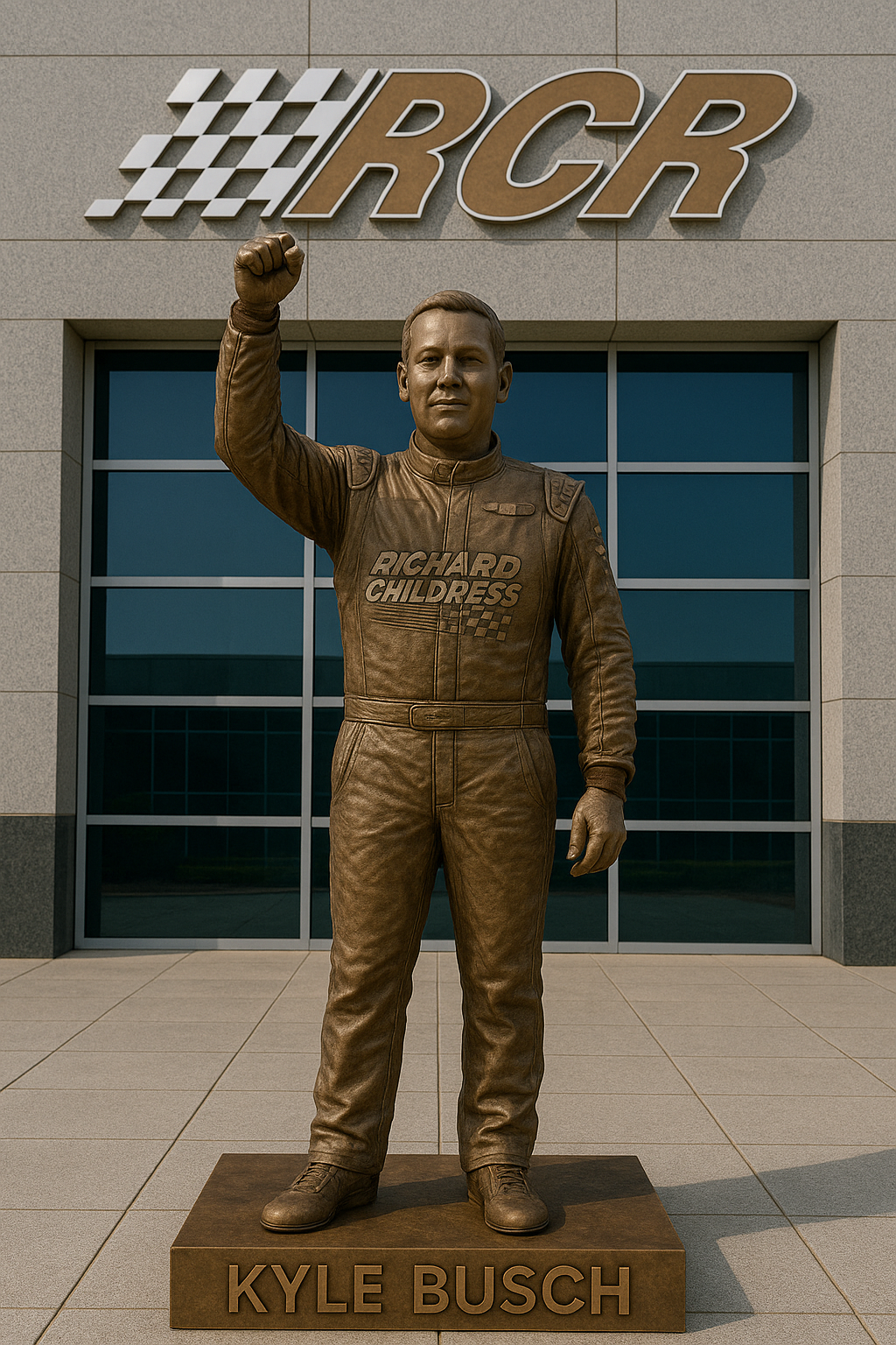 VERIFIED NEWS: #NASCAR champion Kyle Busch was unveiled, celebrating his impactful tenure with the team, the life-size bronze statue captures Busch in his iconic after……